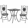 279414 vidaXL 3 Piece Mosaic Bistro Set Ceramic Tile Black and White (46707+41533) - Untranslated