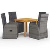 3067720 vidaXL 5 Piece Garden Dining Set Grey (147875+47676+2x47677) - Untranslated