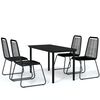 3099091 vidaXL 5 Piece Garden Dining Set Black (313112+318747) - Untranslated