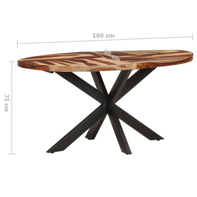 vidaXL طاولة عشاء 160×90×75 سم خشب سنط صلب مع تشطيب شيشام