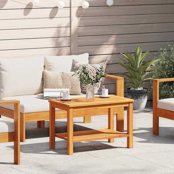 vidaXL طاولة قهوة بني 70 x 40 x 45 سم خشب أكاسيا صلب