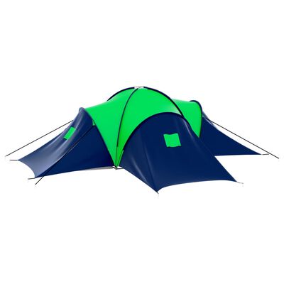 vidaXL Camping Tent Polyester 9 Persons Blue-green