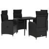 vidaXL طقم طاولة صوفا 5 قطعة أسود راتان PE وفولاذ مطلي بالبودرة
