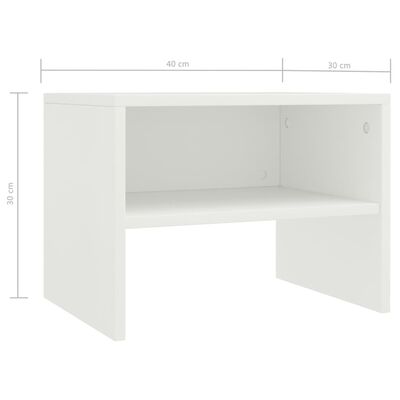 vidaXL خزانات جانب السرير 2 ق أبيض 40×30×30 سم خشب حبيبي