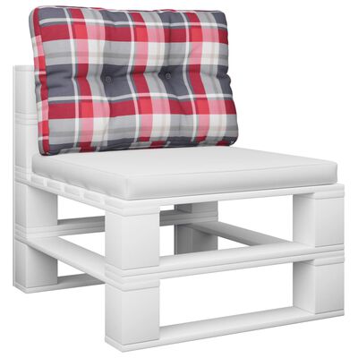 vidaXL وسادة أريكة طبليات نمط كاروهات أحمر 60×40×10 سم