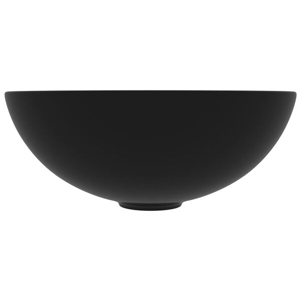 vidaXL مغسلة حمام سيراميك أسود غير لامع مستديرة