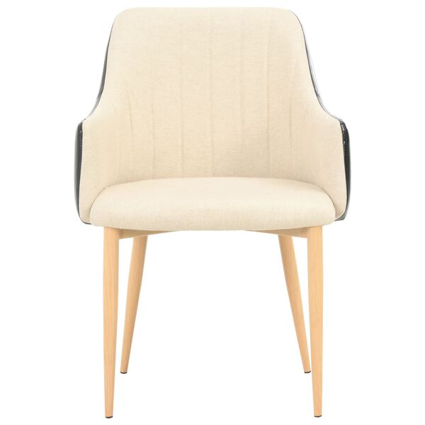 vidaXL كراسي سفرة 2 ق قماش أسود وكريمي