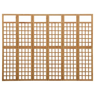 vidaXL مقسم غرفة/تعريشة 6 ألواح خشب تنوب صلب 242.5×180 سم