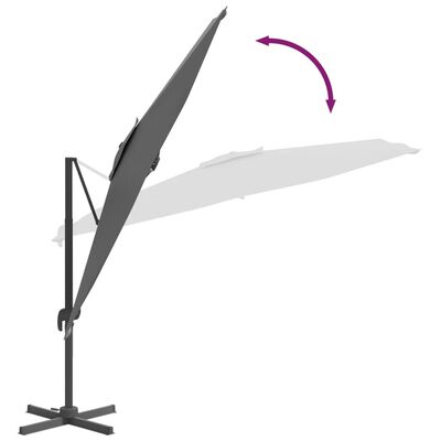 vidaXL مظلة كابولي مع عمود ألومنيوم أنثراسيت 300×300 سم
