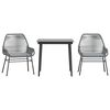 vidaXL 3 Piece Garden Dining Set with Cushions Grey Poly Rattan Glass - Untranslated