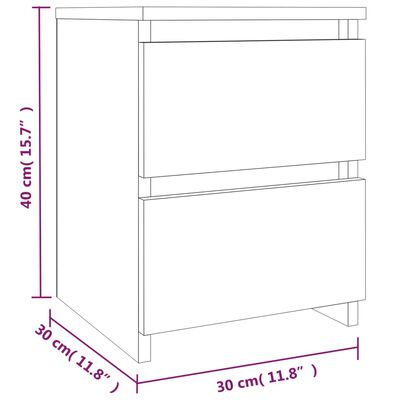 vidaXL خزانات جانب السرير 2 ق أوك دخاني 30×30×40 سم خشب صناعي