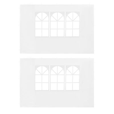 vidaXL جدار خيمة حفلات 2 ق مع نافذة PE أبيض