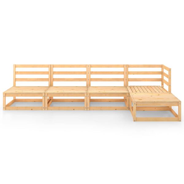 vidaXL عدد 5 قطع طقم جلسة حديقة خشب صنوبر صلب