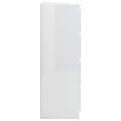 vidaXL خزانة جانبية أبيض لامع 60×35×98.5 سم خشب صناعي
