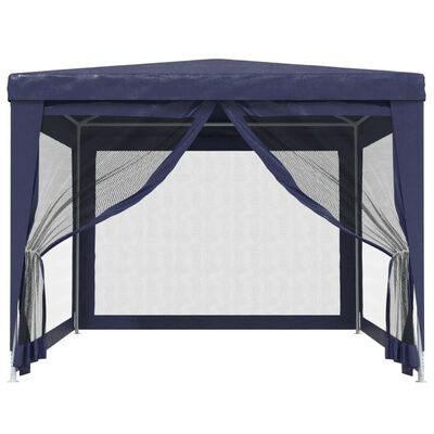 vidaXL خيمة حفلات مع 4 جدران جانبية شبكية أزرق 3×4 م HDPE
