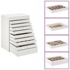vidaXL صندوق مجوهرات مكون من 10 طبقات مع حاملات ساعات أبيض 29x20.5x40.5 سم