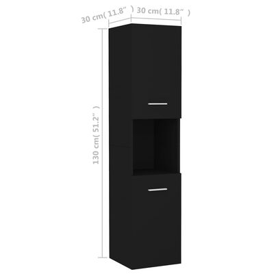 vidaXL خزانة حمام أسود 30×30×130 سم خشب صناعي