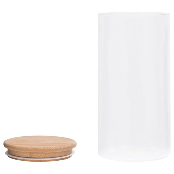 vidaXL برطمانات تخزين زجاجية بغطاء خيزران 4 ق 1200 مل