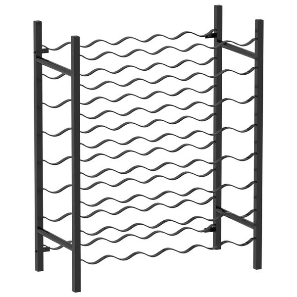 vidaXL حامل نبيذ معدني يتسع لـ 48 زجاجة أسود