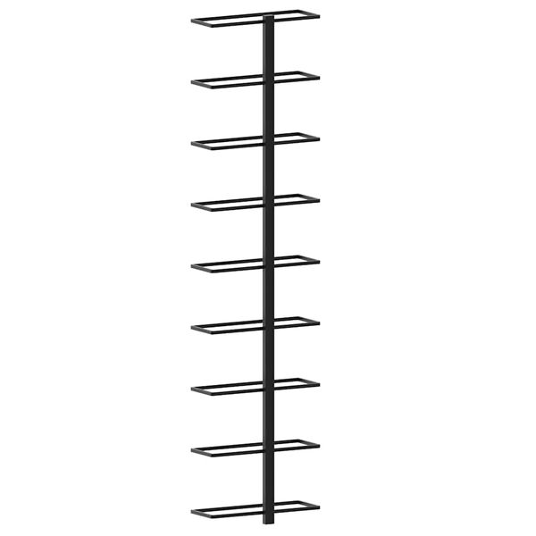 vidaXL حامل نبيذ مثبت على الحائط متسع لـ 9 زجاجات حديد أسود