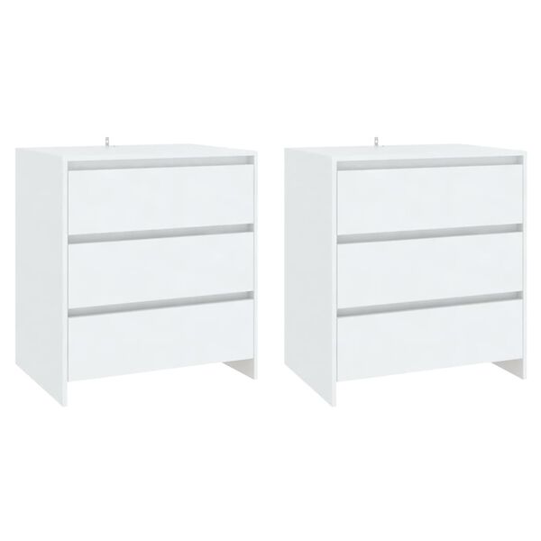 vidaXL خزانة جانبية 3 قطع لون أبيض خشب صناعي