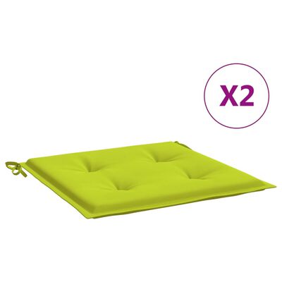 vidaXL وسائد كرسي حديقة 2 ق أخضر ساطع 40×40×3 سم قماش