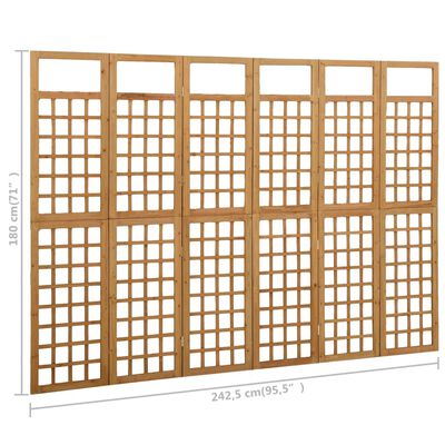 vidaXL مقسم غرفة/تعريشة 6 ألواح خشب تنوب صلب 242.5×180 سم