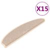 vidaXL سجادات درج، 15 قطعة، 65x21x4 سم، أبيض وبني، نصف دائري كبير