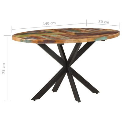 vidaXL طاولة طعام 140×80×75 سم خشب صلب مستصلح