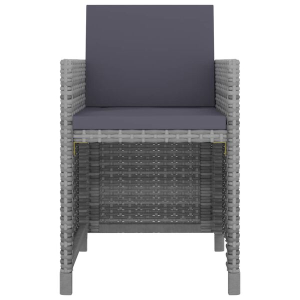 vidaXL طقم 11 قطعة سفرة خارجي مع وسائد بولي روطان رمادي