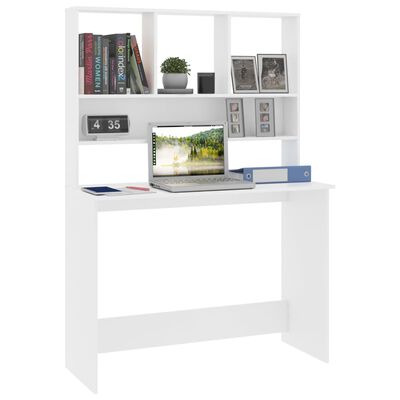 vidaXL مكتب مع رفوف أبيض 110×45×157 سم خشب مضغوط