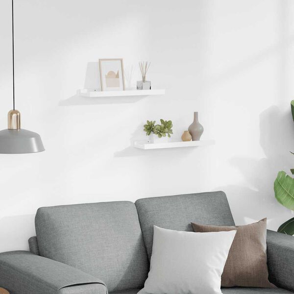 vidaXL رفوف إطار الصور، قطعتان، أبيض، 40&times;9&times;3 سم، خشب ليفي متوسط الكثافة (MDF)