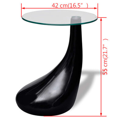 vidaXL طاولة قهوة بسطح زجاجي مستدير أسود شديد اللمعان