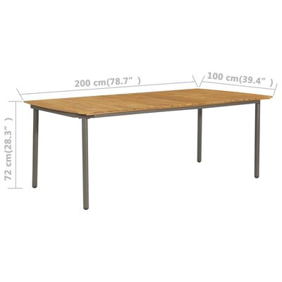 vidaXL طاولة حديقة 200×100×72 سم خشب أكاسيا صلب وفولاذ