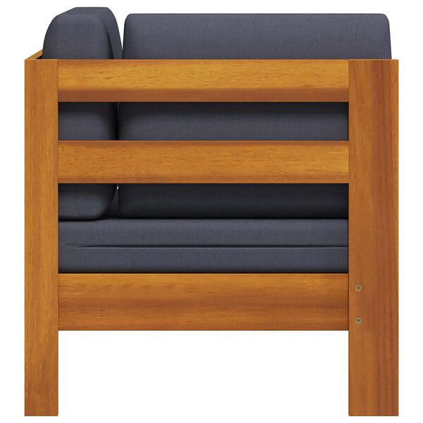 vidaXL أريكة ركنية مع وسائد رمادي داكن خشب أكاسيا صلب