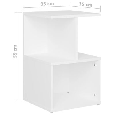 vidaXL خزانات جانب السرير 2 ق أبيض 35×35×55 سم خشب حبيبي