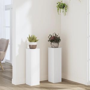 vidaXL حامل نباتات 2 قطعة أبيض 17 x 17 x 60 cm خشب صناعي