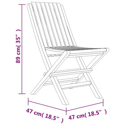 vidaXL كراسي حديقة قابلة للطي 8 ق 47x47x89 سم خشب ساج صلب