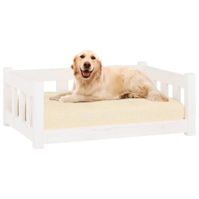 vidaXL سرير كلب لون أبيض 28x55,5x75,5 سم خشب صنوبر صلب