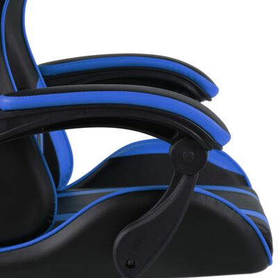 vidaXL كرسي سباق أسود وأزرق جلد صناعي