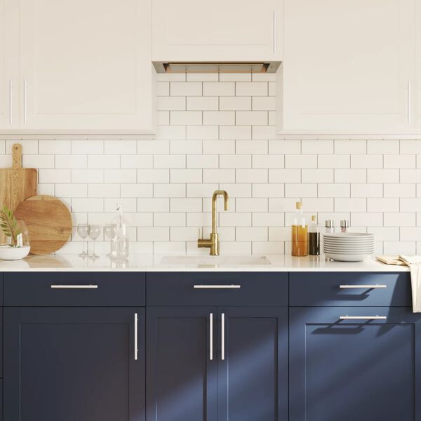 vidaXL مقابض خزانة 20ق فضي فولاذ مقاوم للصدأ 128 ملم