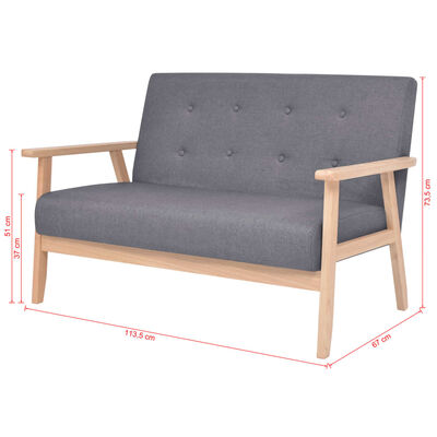 vidaXL أريكة ذات 2 مقاعد قماش رمادي غامق