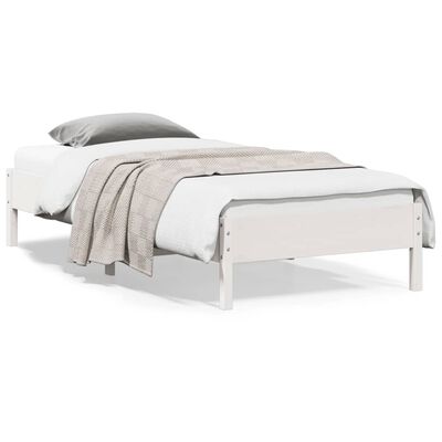vidaXL إطار سرير لون أبيض 200x90 سم خشب صنوبر صلب