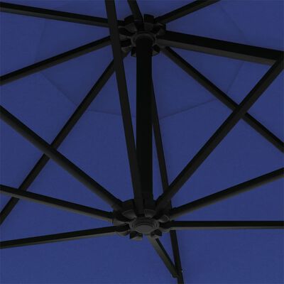 vidaXL مظلة شمسية مثبتة على الجدار مع عمود معدني 300 سم أزرق