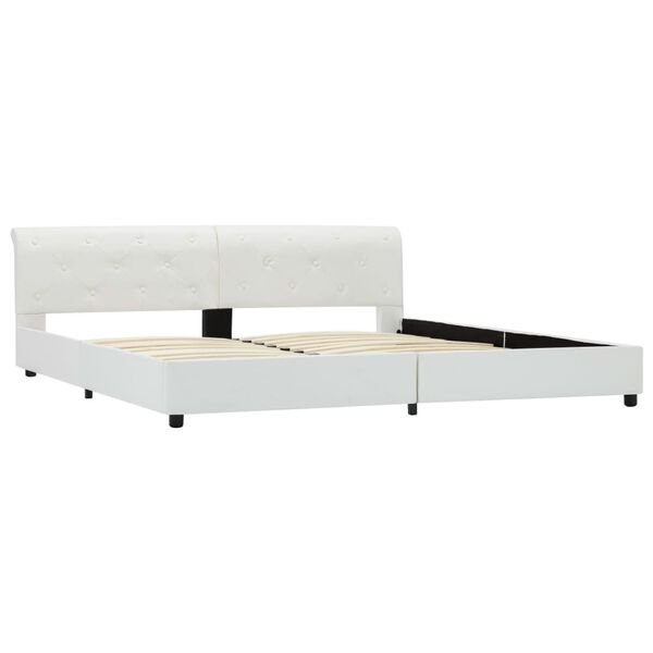 vidaXL إطار سرير دون مرتبة لون أبيض جلد صناعي 180×200 سم