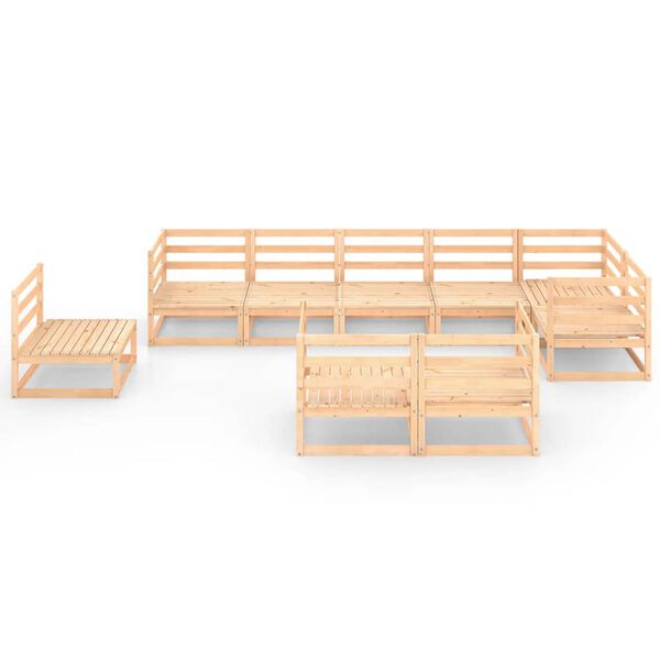 vidaXL طقم جلسة حديقة 9 قطع خشب صنوبر صلب