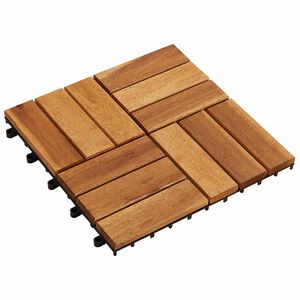 vidaXL بلاط التراسات 30 قطعة بني 30 x 30 cm خشب الأكاسيا