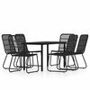 3099170 vidaXL 7 Piece Garden Dining Set Black (3x48584+318747) - Untranslated
