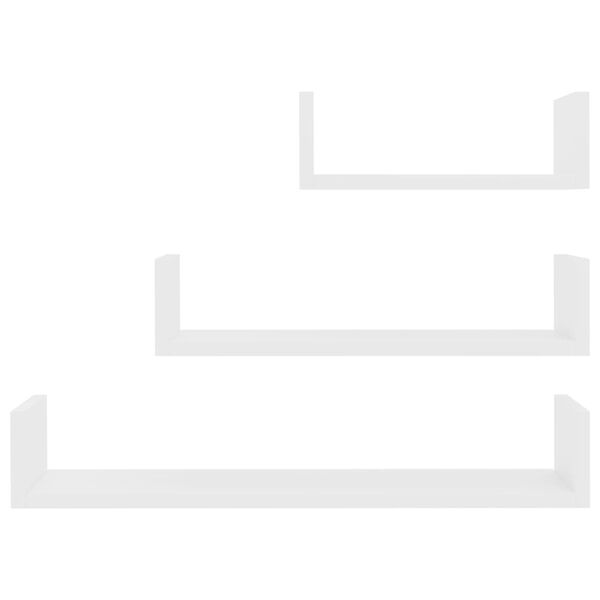 vidaXL رف جداري للعرض 3 ق أبيض خشب صناعي