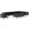 vidaXL عدد 10 قطع طقم جلسة حديقة مع وسائد بولي روطان رمادي داكن